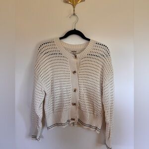 Megaschoni Cream Open Knit Cardigan Sweater M